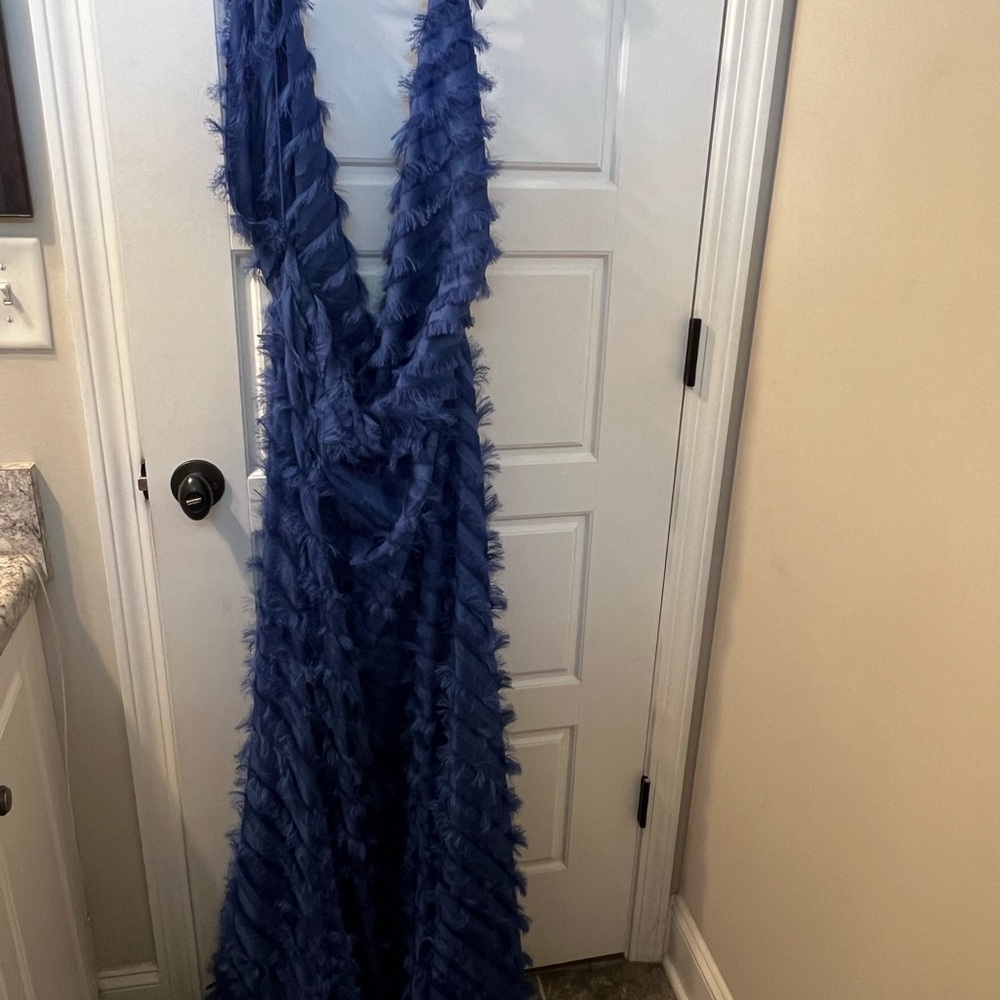 ASOS Blue Ruffled Halter Maxi Gown - Picture 2 of 5
